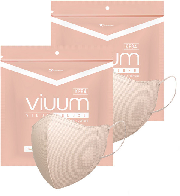 viuum 보건용 마스크 대형 KF94, 25매입, 2개, 핑크베이지