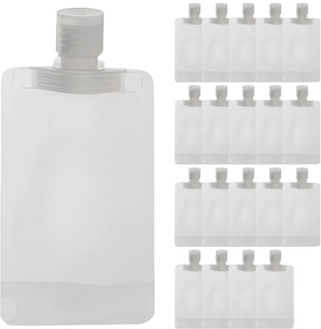 리빙홈디테일 깔끔정리 여행용 소분 용기 파우치 100ml, 20개