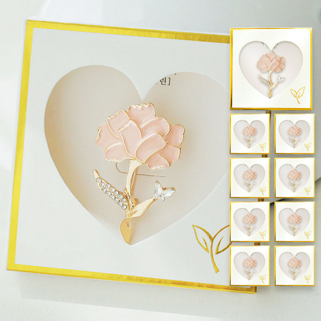 이플린 어버이날 카네이션 브로치 + 케이스 세트 10p