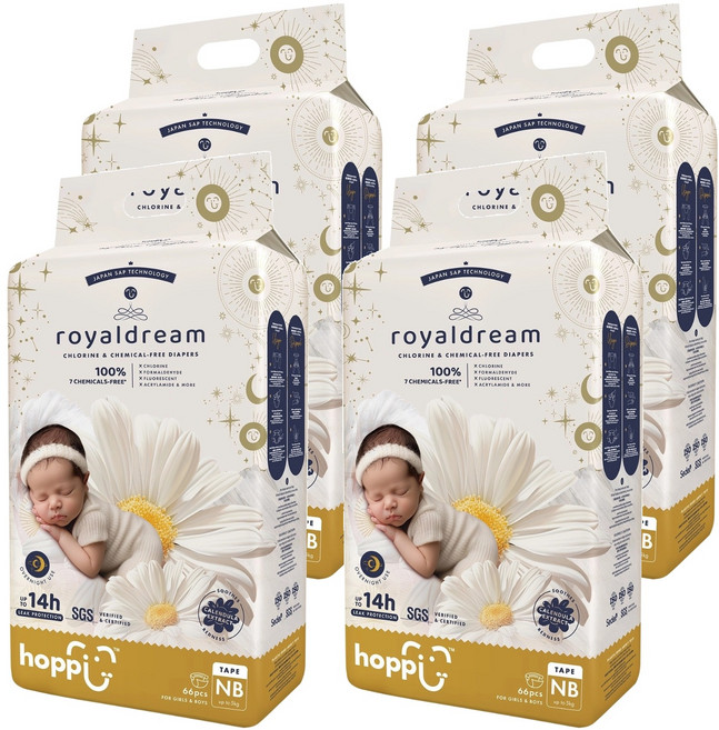 hoppi 皇家系列 嬰兒黏貼型尿布 ~5kg, NB, 264片