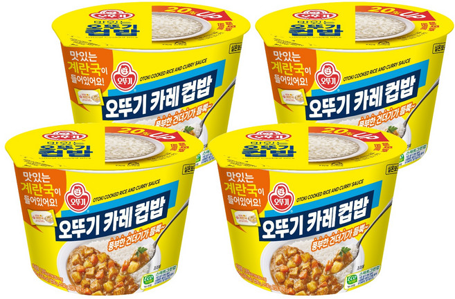 오뚜기 카레 컵밥+계란국, 325g, 4개