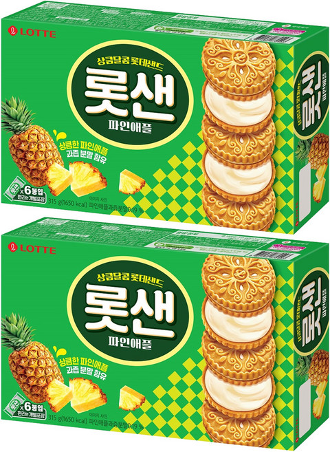 롯데웰푸드 롯데샌드 파인애플, 315g, 2개