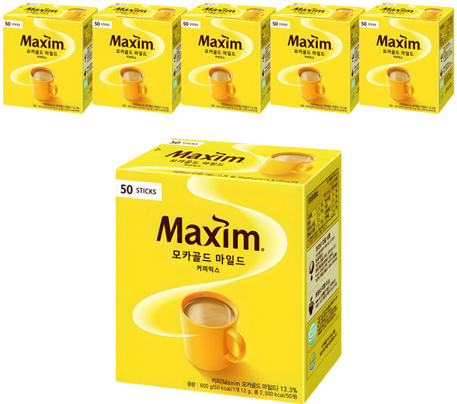 맥심 모카골드 마일드 커피믹스, 12g, 50개입, 6개