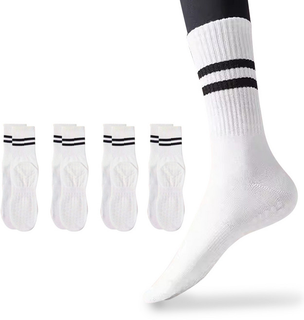 와이에스 여성용 논슬립 스포츠 양말, 화이트, 4개