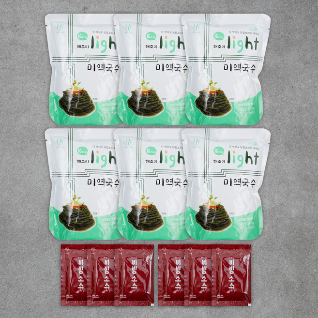 해조미 라이트16 미역국수 300g x 6ea + 비빔소스 60g x 6ea, 2.16kg, 1세트