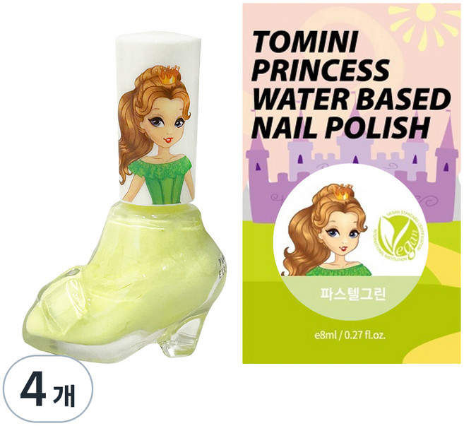 투미니 프린세스 수성 매니큐어, 파스텔그린, 4개
