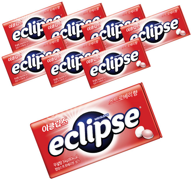 이클립스 스트로베리향 캔디, 34g, 8개