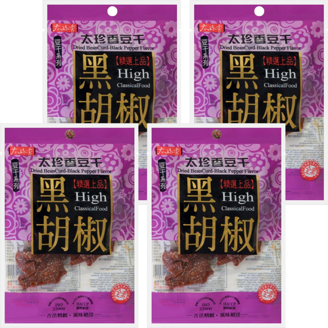太珍香 豆干 黑胡椒, 100g, 4包