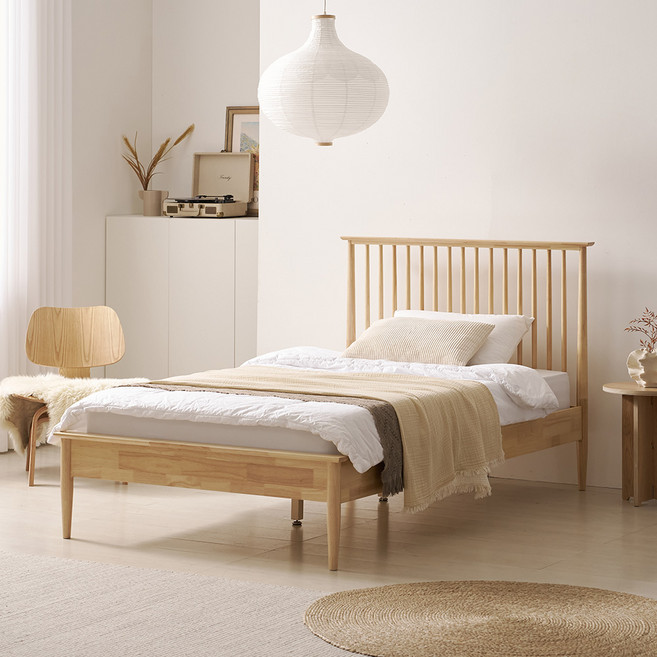 우아미가구 쿠안 원목 침대 프레임 단품 방문설치, 내추럴