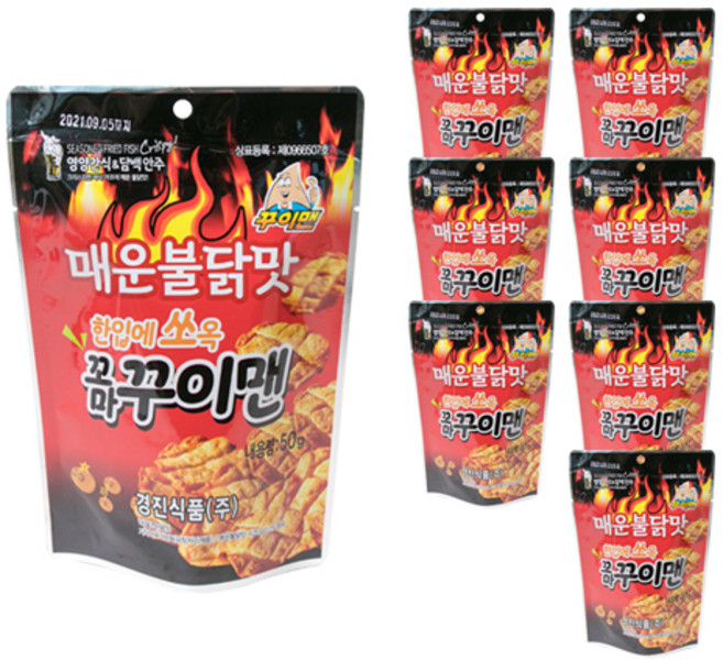 꾸이맨 꼬마 꾸이맨 매운불닭맛, 50g, 8개