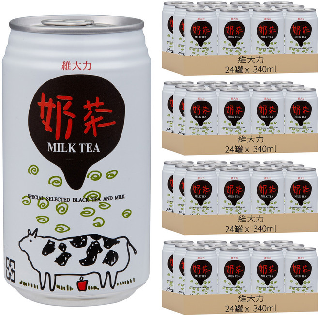 維大力 奶茶, 4箱, 24個裝, 340ml