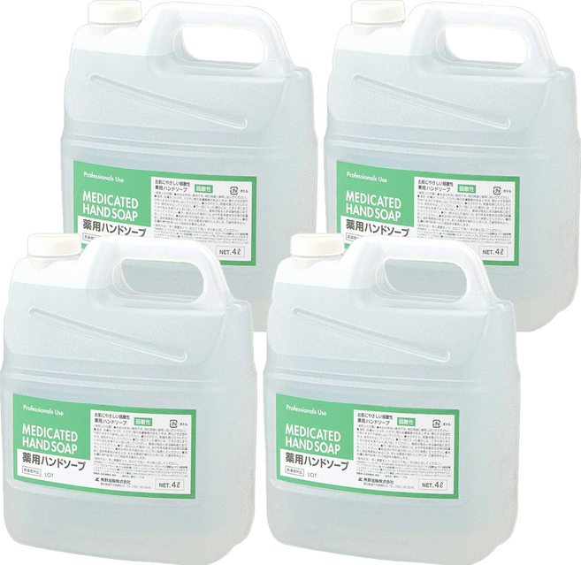 KUMANO 熊野油脂 Pharmaact 弱酸性洗手液補充裝, 4L, 4桶