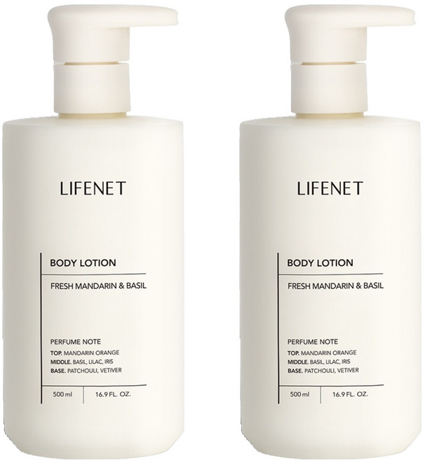 라이프넷 바디로션 프레쉬 만다린 앤 바질, 500ml, 2개
