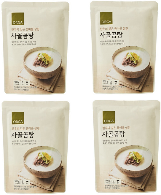올가홀푸드 사골곰탕, 500ml, 4개