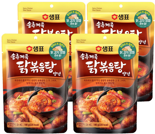 샘표 송추계곡 닭볶음탕 양념, 180g, 4개