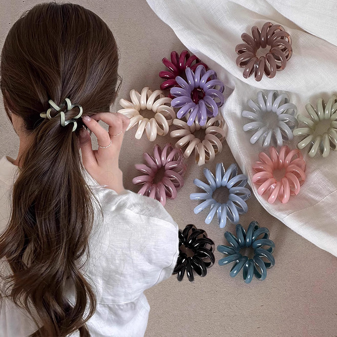 워더미 여성용 컬러풀 자국없는 데일리 통통 스프링 머리끈 12종 세트 M2064