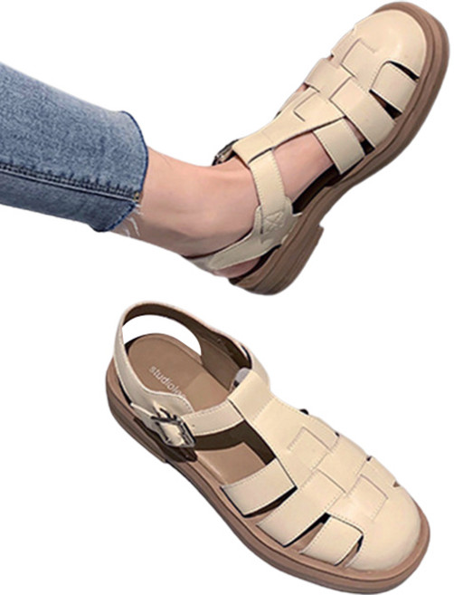 HOLLYBUNNY 女款寬帶編織涼鞋 HLBN52504, 240, 象牙白