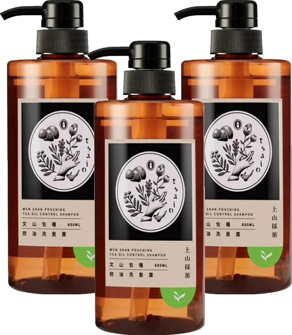 tsaio 上山採藥 控油洗髮露 文山包種, 600ml, 3瓶