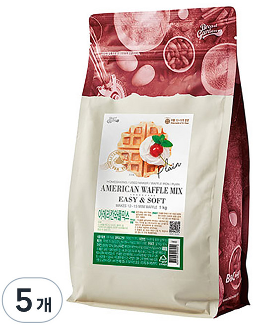 브레드가든 뉴욕 스타일 와플믹스, 1kg, 5개