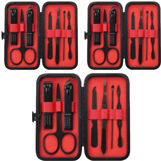 정원전산 손톱깎이 7종 세트 JWN-07B, 블랙, 3세트