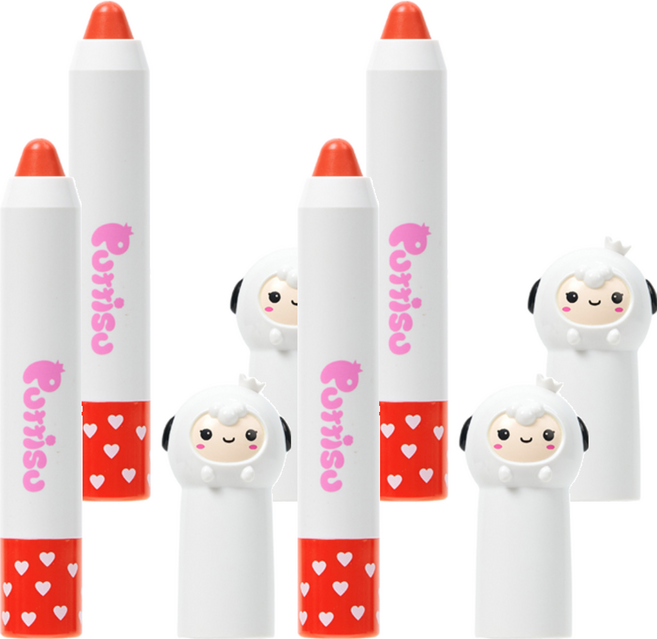 뿌띠슈 버터 립크레용 05 코코체리, 딸기향, 2.5g, 4개
