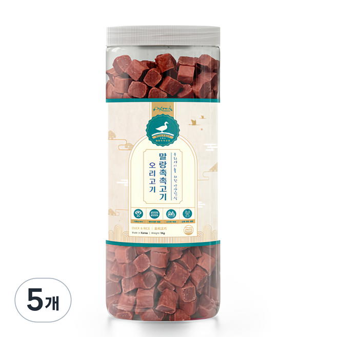 올가밀 강아지 말랑 촉촉 고기 트릿, 오리고기, 1kg, 5개