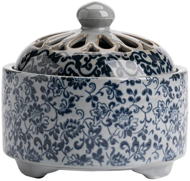 青花瓷香爐 纏枝蓮 高款, 1個