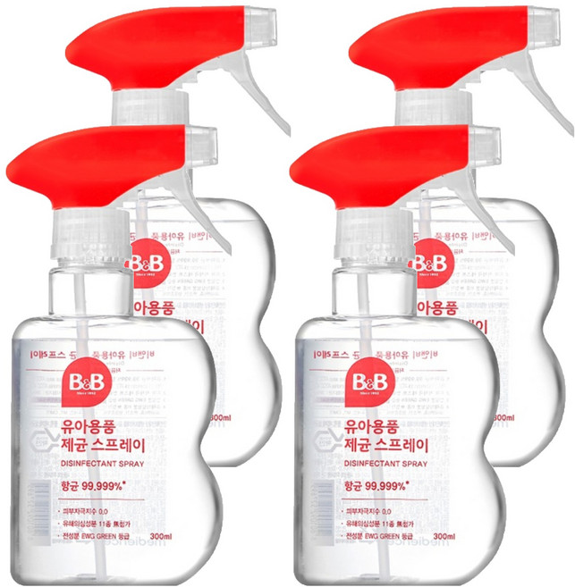 비앤비 유아용품 제균 스프레이 용기형, 300ml, 4개