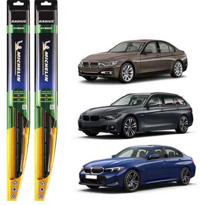 미쉐린 라디우스 하이브리드 와이퍼 운전석 + 조수석 + 어댑터 세트, BMW 3시리즈 F30 F34 G20 GT