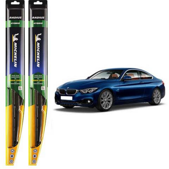 미쉐린 라디우스 하이브리드 와이퍼 운전석 + 조수석 + 어댑터 세트, BMW 4시리즈(F32/F33/F36)