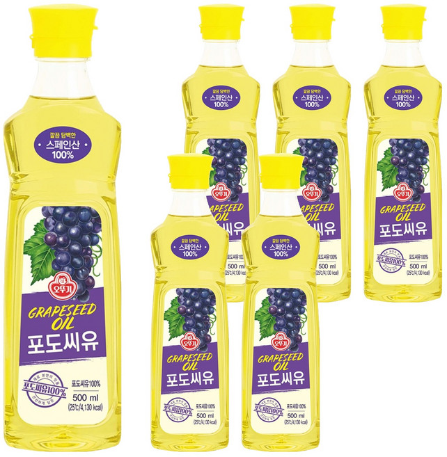 오뚜기 포도씨유, 500ml, 6개