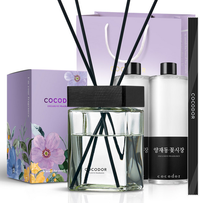 코코도르 오브제 디퓨저 1L 고급형 + 쇼핑백 세트, 양재동꽃시장, 1개