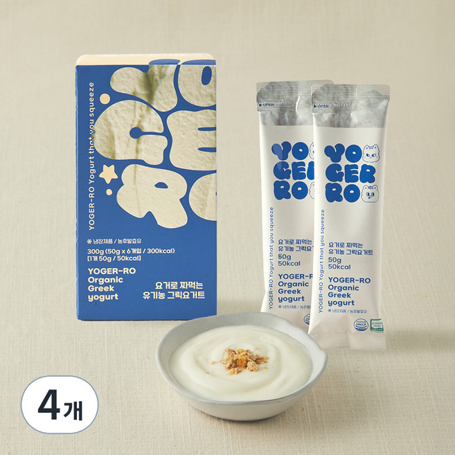 요거로 유기가공식품 인증 짜먹는 그릭요거트, 50g, 6개입, 4개