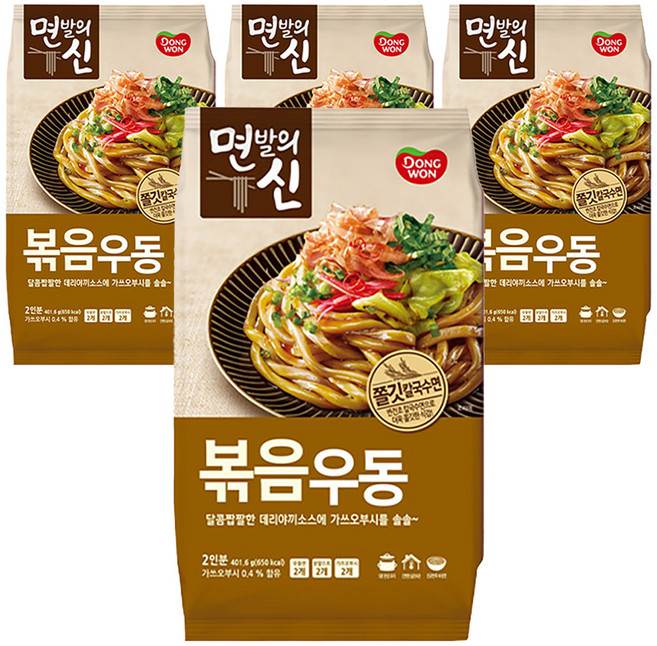 동원 면발의신 볶음우동 2인분, 401.6g, 4개