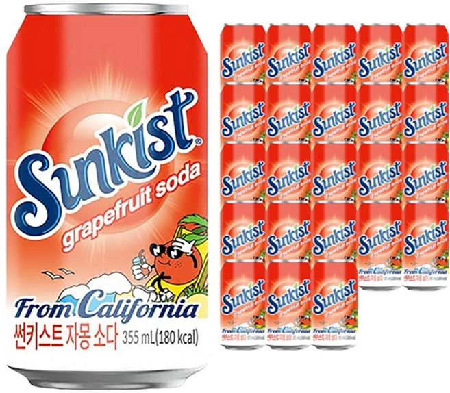 썬키스트 자몽 소다, 355ml, 24개