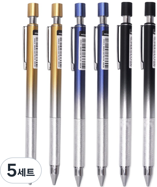 misoro 1000 金屬握把自動鉛筆 金色 2入 + 藍色 2入 + 黑色 2入 組 2460, 0.5mm, 5套