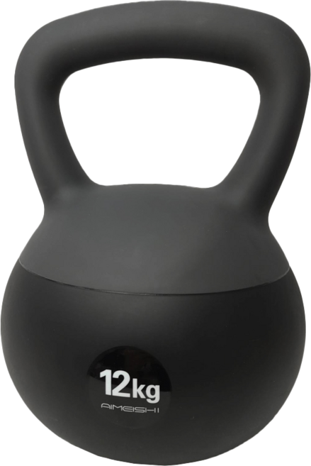 上手家居 軟壺鈴 PVC軟皮包覆鋼砂, 曜石黑, 12kg, 1個