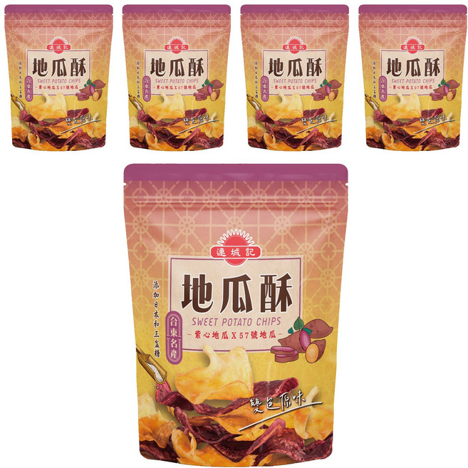 連城記 地瓜酥 雙色原味, 140g, 5包