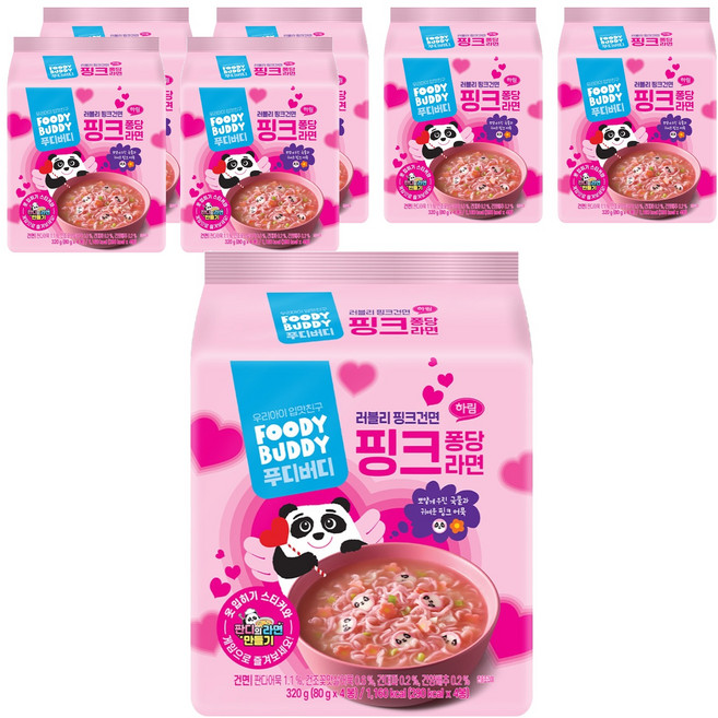 foodybuddy 熊貓粉紅拉麵 80g, 28包