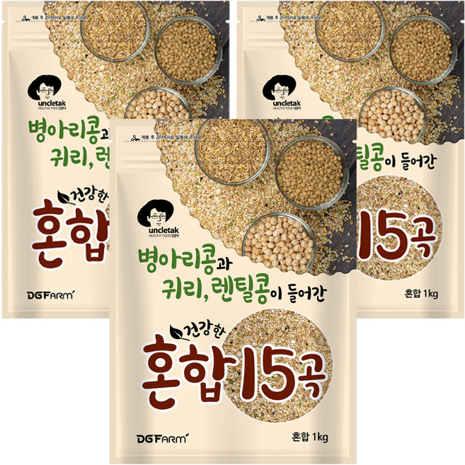 엉클탁 병아리콩과 귀리 렌틸이 들어간 혼합 15곡, 1kg, 3개
