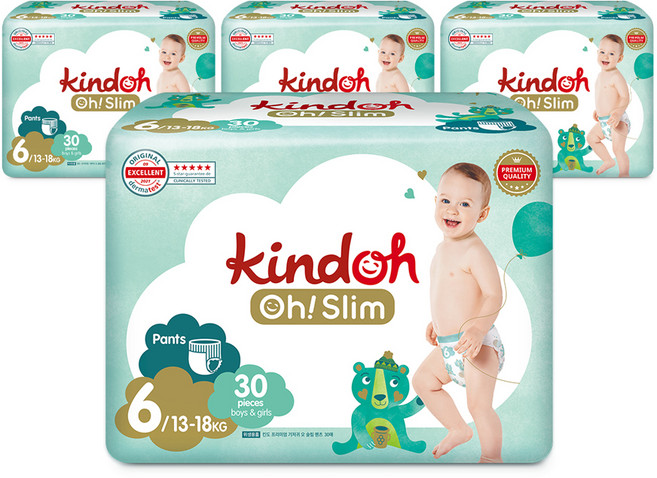 킨도 프리미엄 오슬림 팬티형 기저귀 남녀공용, 6단계, 120매