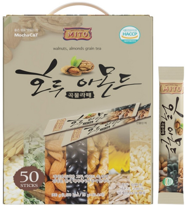 MITO 호두아몬드 곡물라떼, 18g, 50개입, 1개