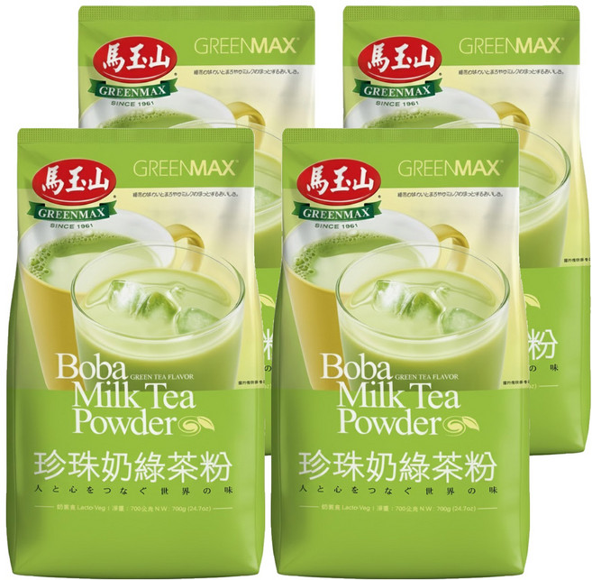 馬玉山 珍珠奶綠茶粉, 700g, 1入, 4包
