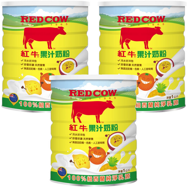 RED COW 紅牛 調味奶粉 果汁奶粉, 1kg, 3罐