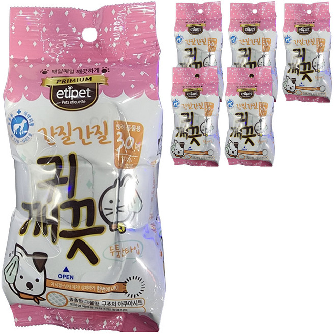 에티펫 귀 깨끗 시트 반려동물용, 150g, 6개