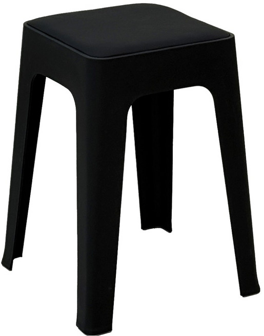 일상도구 사각 쿠션 스툴, 블랙, 1개