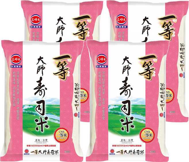 三好米 一等大師壽司米, 一等米, 2.5kg, 4包