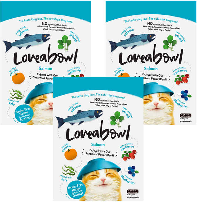 Loveabowl 囍碗 全齡貓 天然無穀系列 乾飼料 LBC4, 鮭魚, 1000g, 3袋
