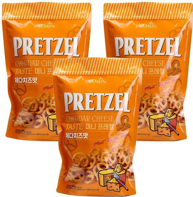 삼진 미니 프레첼 체다치즈맛, 300g, 3개