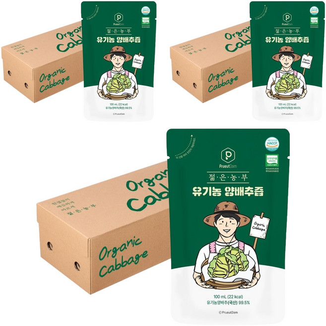 푸릇담 유기농 젊은농부 양배추즙, 100ml, 90개